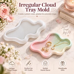 Cloud Tray Silicone Mold, Irregular Resin Tray Mold for Epoxy Resin Concrete Plaster DIY Jewelry Dish Candle Tray Home Decor