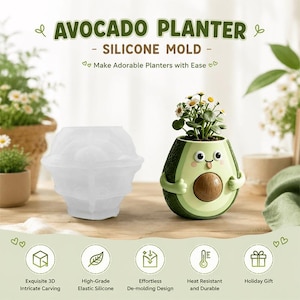 Avocado-Shaped Planter Silicone Mold, 3D Container for Concrete Cement Plaster, DIY Succulent Pot Epoxy Resin Craft, Home Decor Casting Tool