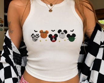 Besticktes Disney Mickey Halloween Baby-T-Shirt & Tanktop, Outfit für den WDW-Trip, Nicht so gruseliges Halloween-Tanktop, Halloween-Geschenk für Sie