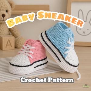Baby Booties Crochet Pattern, Crochet Baby sneakers, Baby shoes pattern, newborn baby gift, Baby Sneaker Tutorial, English PDF Pattern