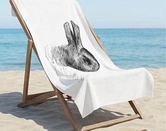 Strandtuch - Ente/Kaninchen - Illusionsstrandhandtuch - Weiß - High quality beach towel (70cm x 140cm)