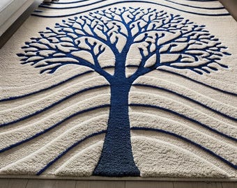 Blauer Baum des Lebens Teppich, Handgemachter Teppich, Handgemachter Teppich, Handgemachter Teppich, Handgeknüpfter Teppich, Handgeknüpfter Teppich, Handgeknüpfter Teppich, Handgeknüpfter Teppich