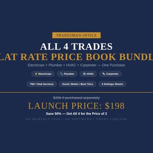 Flat Rate Price Books Bundle – Electrician, Plumber, HVAC, Carpenter Trades (Excel Spreadsheet)