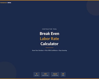 Break-Even-Arbeitssatz-Rechner für Unternehmer | Kennen Sie Ihren Stundensatz | Oversize-Gemeinkosten | Excel Google Sheets