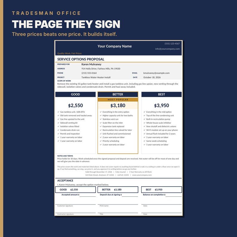 Plumbing Flat Rate Price Book System, 320 Services, Break Even Calculator, Quote Builder, Excel and Google Sheets, Instant Download image 5