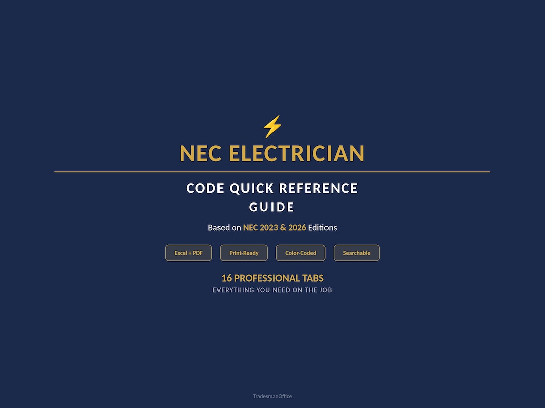 Nec Code Website NEC Electrician Code Quick Reference Guide (2023/2026 Editions) – Excel ...