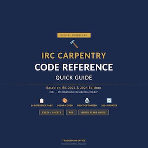 IRC 木工コード クイックリファレンスガイド 2021-2024 Excel PDF 根太スパン 垂木 階段 デッキ フレーミング 釘打ちスケジュール