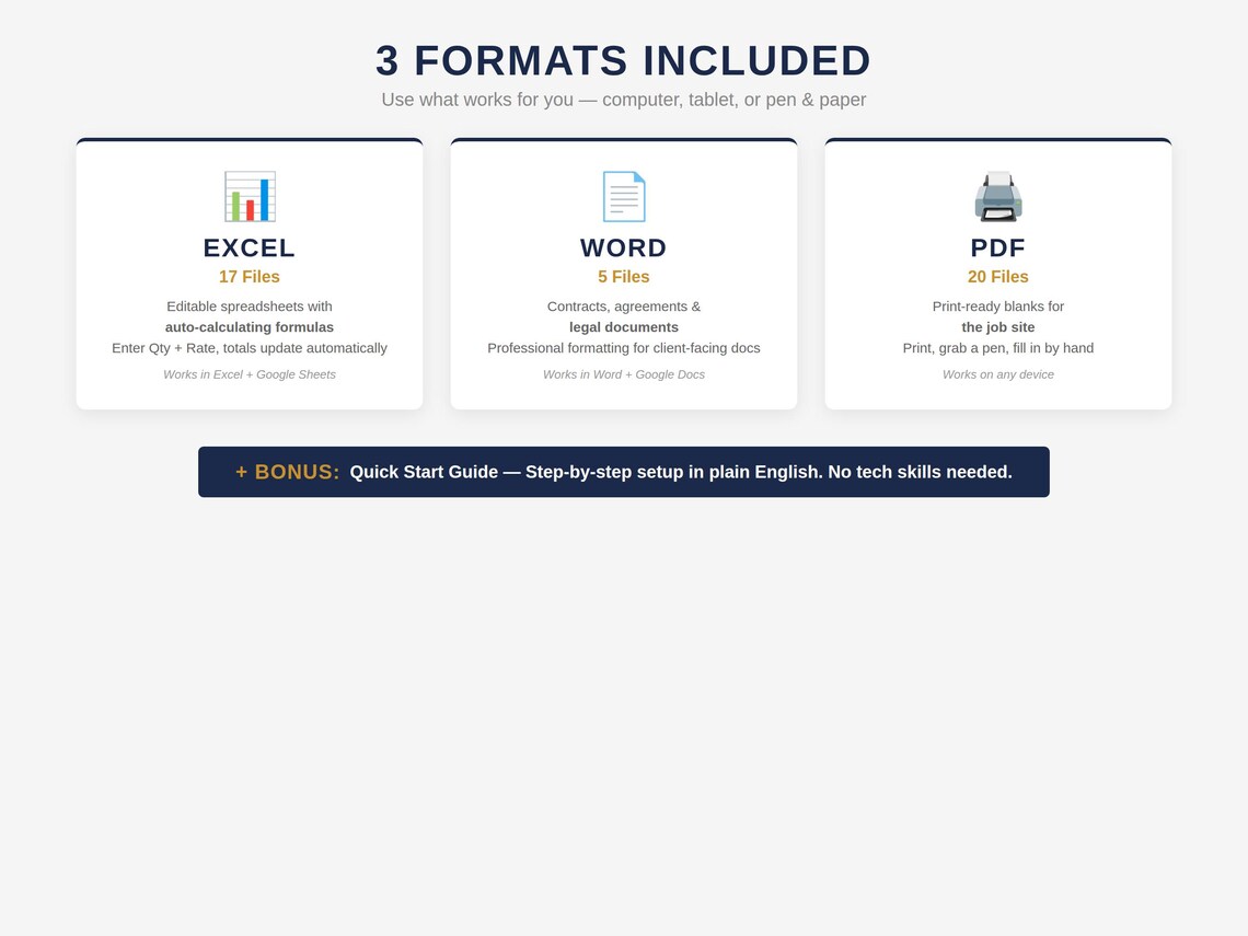 Contractor Forms Bundle – Excel, Word, PDF Templates for Tradesmen - Etsy