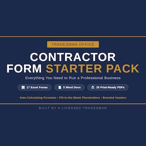 Contractor Forms Bundle – Excel, Word, PDF Templates for Tradesmen
