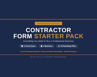 Contractor Forms Bundle – Excel, Word, PDF Templates for Tradesmen