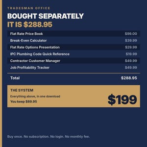 Plumbing Flat Rate Price Book System, 320 Services, Break Even Calculator, Quote Builder, Excel and Google Sheets, Instant Download image 2