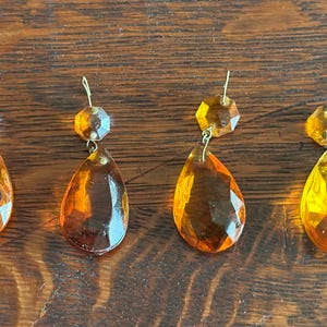 Vintage Prisms: Glass Crystal Topaz, Faceted Both Sides, Lot of 4 sistersluvvintage