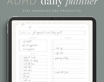 Organized ADHD Planner | Goodnotes ADHD Planner | Daily Digital Planner ADHD | hyperlinked pdf file for iPad or Tablet