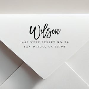 Custom Return Address Stamp: Self-Inking or Wood Stamp, Personalized Stationery zdjęcie 1