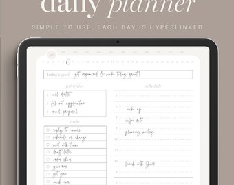 Goodnotes Daily Plan, Planner Digitally Undated, Hyperlinked Planner, 365 Planner, Daily Hours Planner, Organized Undated iPad Planner