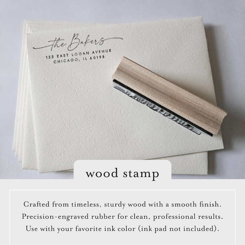 Custom Return Address Stamp: Self-Inking or Wood Stamp, Personalized Stationery zdjęcie 9