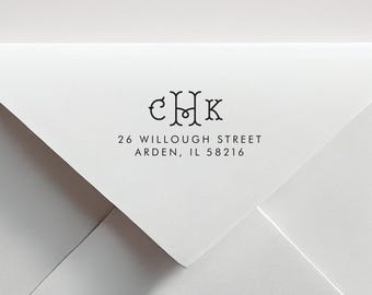 Monogram Return Address Stamp, Custom Self-Inking Address Stamp, Minimalist Wedding Gift, Personalized Housewarming Gift