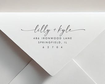 Personalized Return Address Stamp, Self-Inking, Custom Calligraphy Stamp, Wedding & Holiday Mail Gift