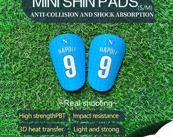 Custom Mini Football Shin Guards,S.S.C. Napoli Soccer Protection,Lightweight Shin Pads,Ideal Fan Gift