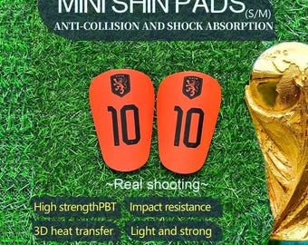 Custom Mini Football Shin Guards, Netherlands National Team Soccer Protection, Lightweight PBT Pads