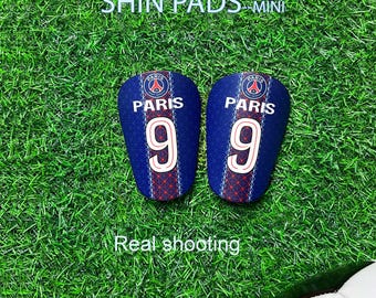 Custom Mini Shin Guards, Paris Saint-Germain F.C. Soccer Protection, Personalized Name/Number