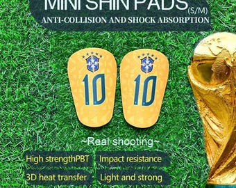 Custom Mini Football Shin Guards, Brazil National Team Soccer Protection, Lightweight Pads