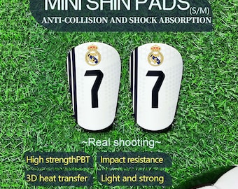 Custom Mini Football Shin Guards, Real Madrid C.F. Soccer Protection, PBT Material, 3D Print