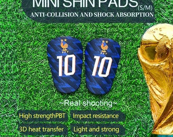 Custom Mini Football Shin Guards, France Team Soccer Protection, PBT Material Shin Pads