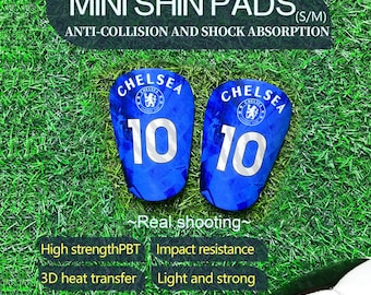 Custom Chelsea F.C. Football Shin Guards, Personalized Name Number Protection