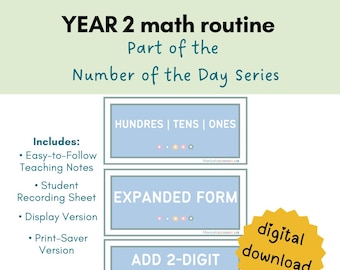 Year 2 Number of the Day Maths Routine | Printable Daily Math Warm Up | Place Value |Fluency Activities| Classroom Display & Recording Sheet
