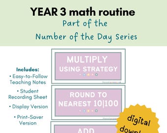 Year 3 Number of the Day Maths Routine | Printable Daily Math Warm Up | Place Value, Regrouping & Multiplication | Recording Sheet Included