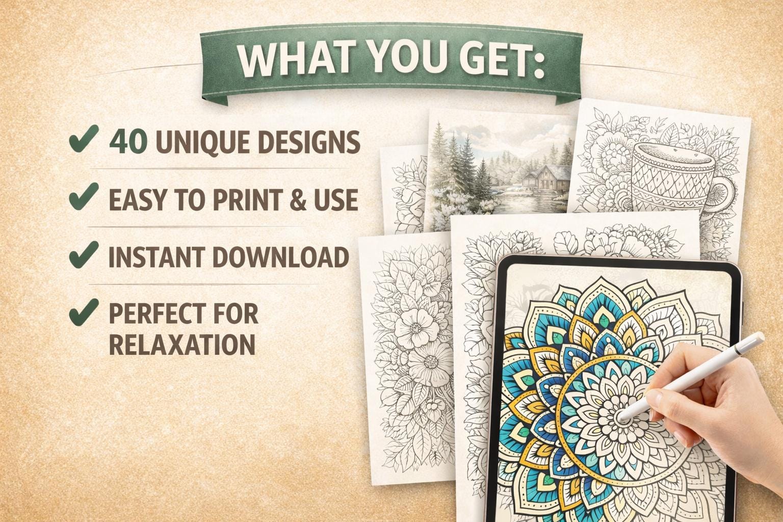 Printable Coloring Pages for Adults, 40 Mandala & Relaxing Designs ...