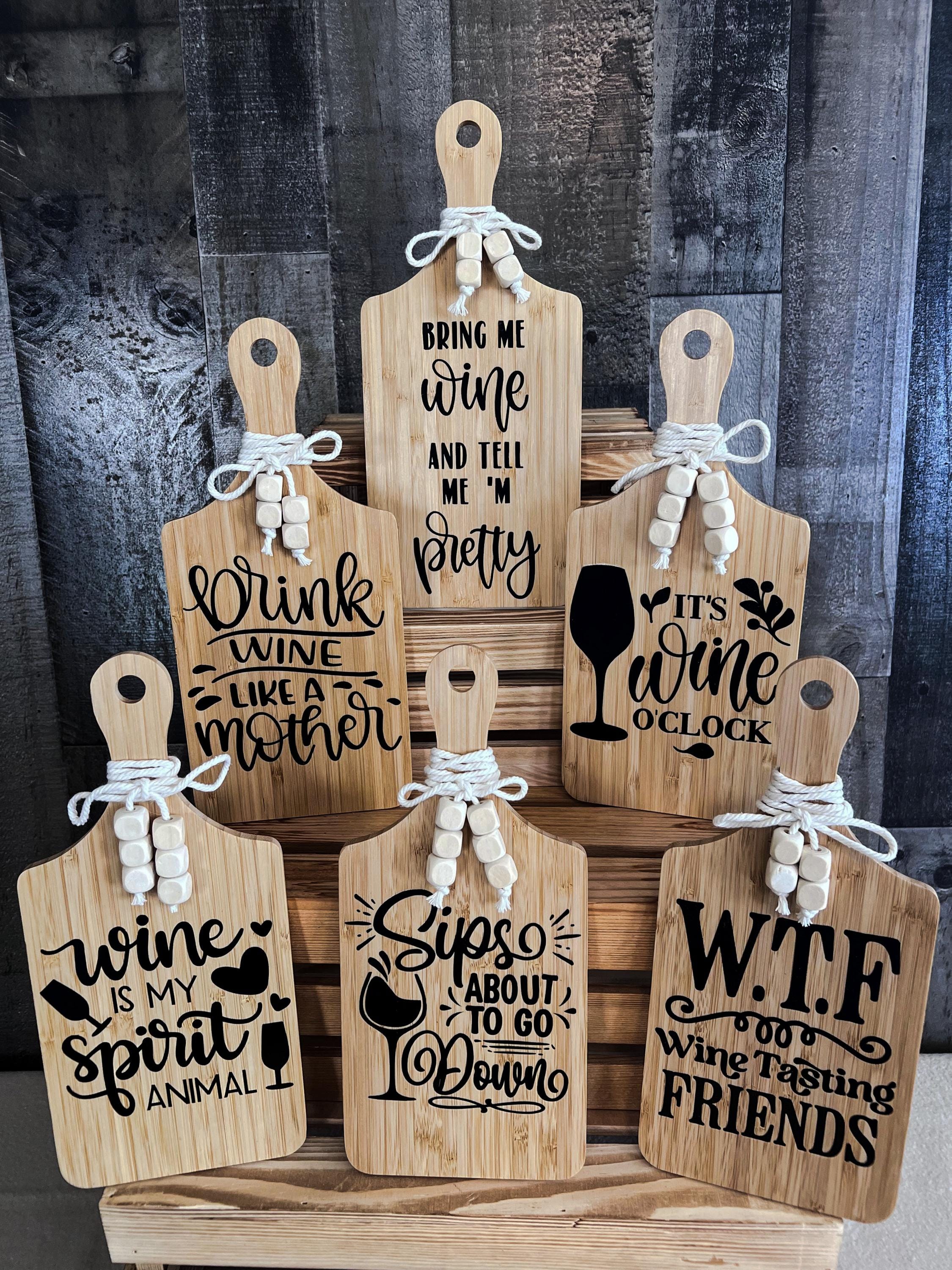 Bamboo Wood Cutting Board Decor With Wine Saying - Etsy