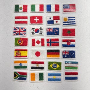 Iron-On Country Flag Patches, Embroidered World Flags Applique, National Flag Badge for Jackets, Backpacks, Clothing & DIY Crafts
