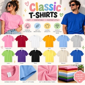 Unisex Plain T-Shirt, Colorful Basic Tee, Classic Crewneck Shirt, Casual Everyday Wear, Minimalist Aesthetic Tee, Multiple Colors