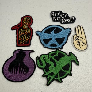 Dystopian Rebellion Patch Set - Iron On Appliques for Book Lovers - Inspired by Iconic YA Novels - Aesthetic Decor for Denim Jackets & Bags