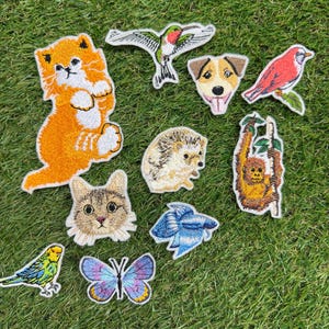 Cute Animal Patch Set, Embroidered Iron-On Wildlife & Pet Patches, Nature Lover Gift, Applique for Jackets, Backpacks and Jeans