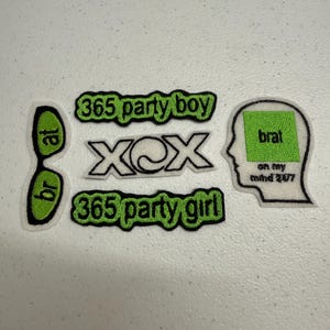 Lime Green Club Aesthetic Patch Set - Y2K Party Patch Bundle - Iron-On Appliques for Festival Outfits, Jackets & Bags - Edgy Party Kid Style