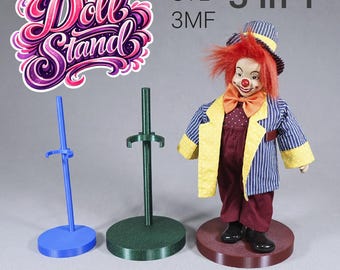 Doll Storage and Photography Holder STL – Adjustable Barbie Stand, 3 Sizes, No Supports, Print-in-Place