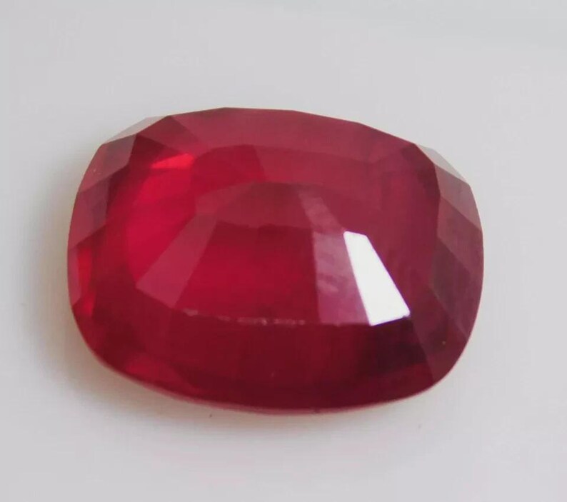 Blood Red Ruby Cushion Cut Natural Gemstone 10.8 Ct Faceted Certified ...