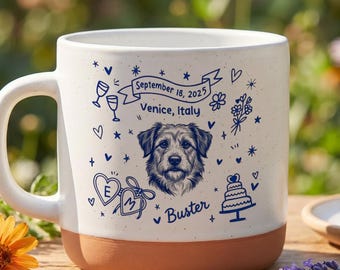 Tazza personalizzata con foto di animali domestici per matrimoni, tazza da caffè "Mr and Mrs", regalo per gli sposi, ricordo per i novelli sposi.