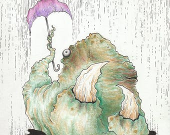Umbrella Monster 5x7 (8x10 matte) Giclée Print