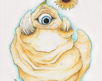 Sunflower Monster 5x7 (8x10 matte) Giclée Print
