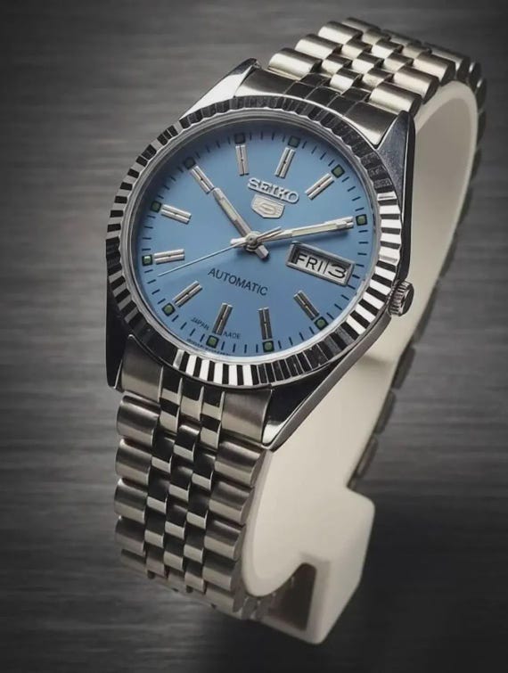 Vintage Seiko 5 Automatic Men’s Watch Blue Dial Ref 6309 Restored