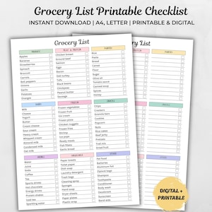 Checklist voor gecategoriseerde boodschappenlijst, bewerkbare canva-sjabloon (digitale download)