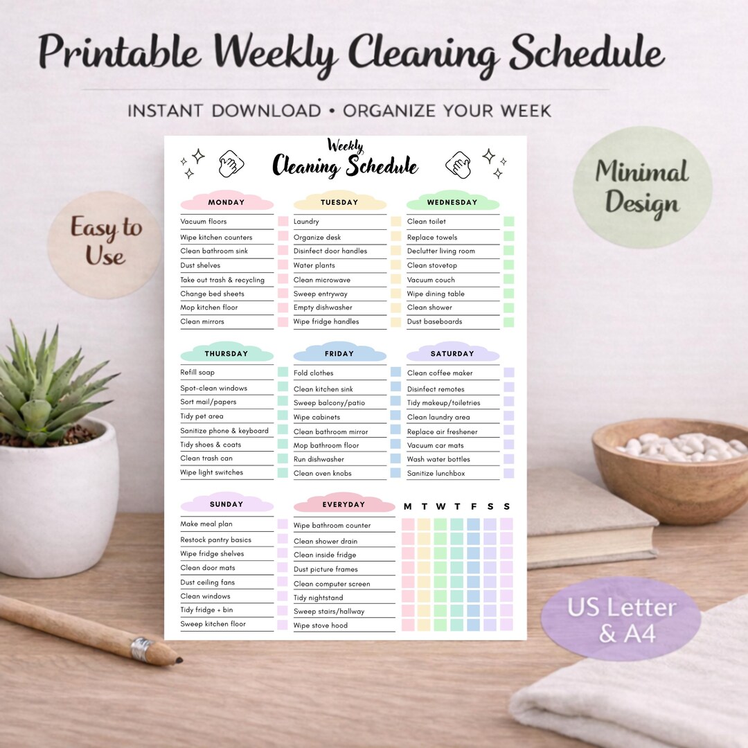 Editable Cleaning Schedule Checklist, House Chore List, ADHD Home ...