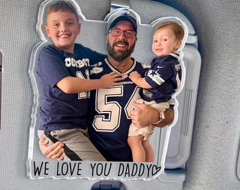 Personalized Photo Car Visor Clip, Baby Photo Car Sun Visor Clip, Drive Safe Daddy, Gift For Husband, 1st Father's Day Gift For Dad