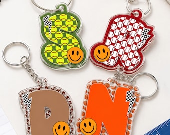 Personalized Acrylic Sport Boys Bag Tag, Initial Kids Name Backpack Tag, Water Bottle Tag, Diaper Bag, Lunchbox Name Tag, School Name Plate