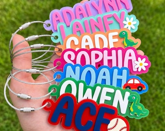 Personalized Acrylic Backpack Kids Name Tag, Diaper Bag, Custom Kids Name Keychains, Lunchbox Name Tag, Back To School Kids Gift