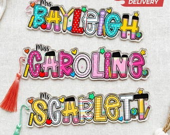 Personalized Teacher Bookmark, Custom Name Acrylic, Teacher Appreciation Gift, End of Year keepsake